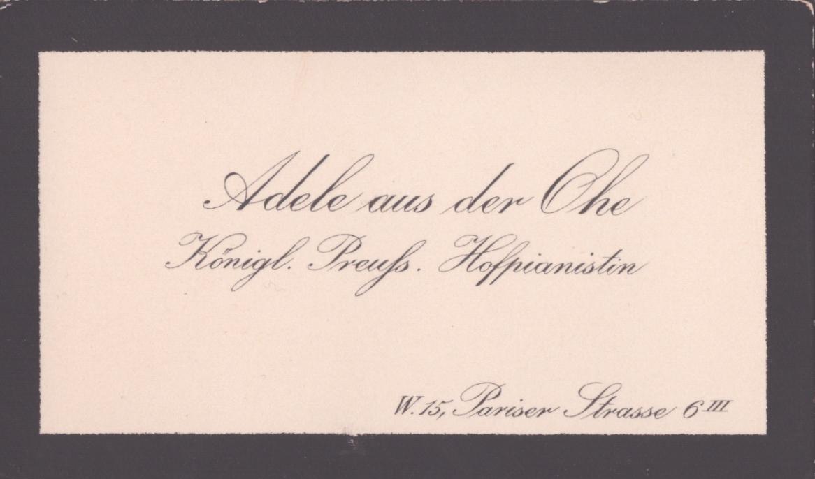 Aus der Ohe, Adele - Carte de Visite.